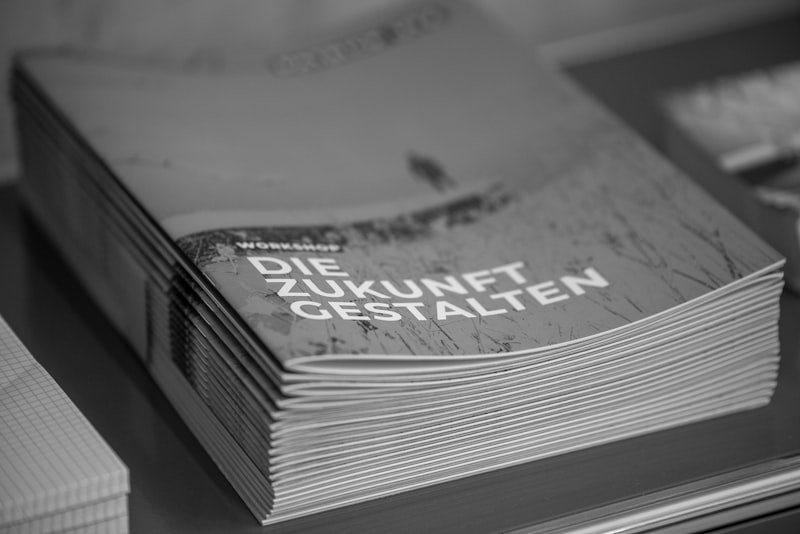 grayscale photo of a book